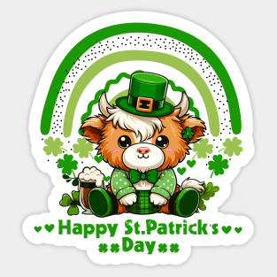 St. Patrick’s Day Highland Cow Luck of the Cute Highland: St. Paddy's Cow Sticker